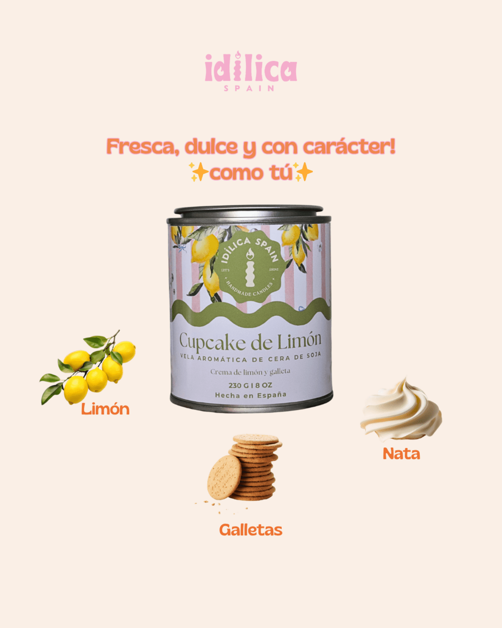 Vela de Soja Cupcake de Limón - Bizcocho de Limón - 1
