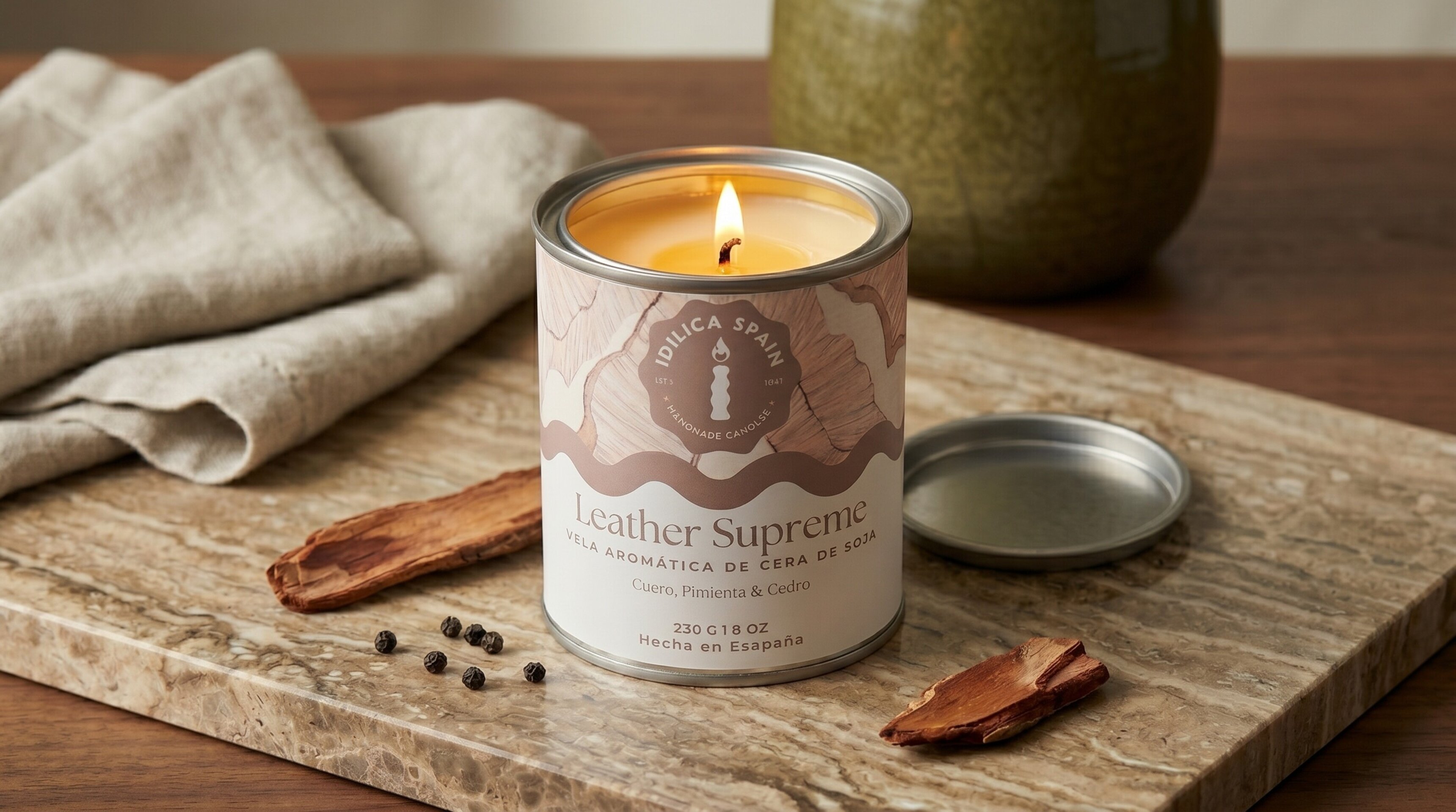 Vela de Soja Leather Supreme: Cuero, Cedro y Pimienta Negra - 2