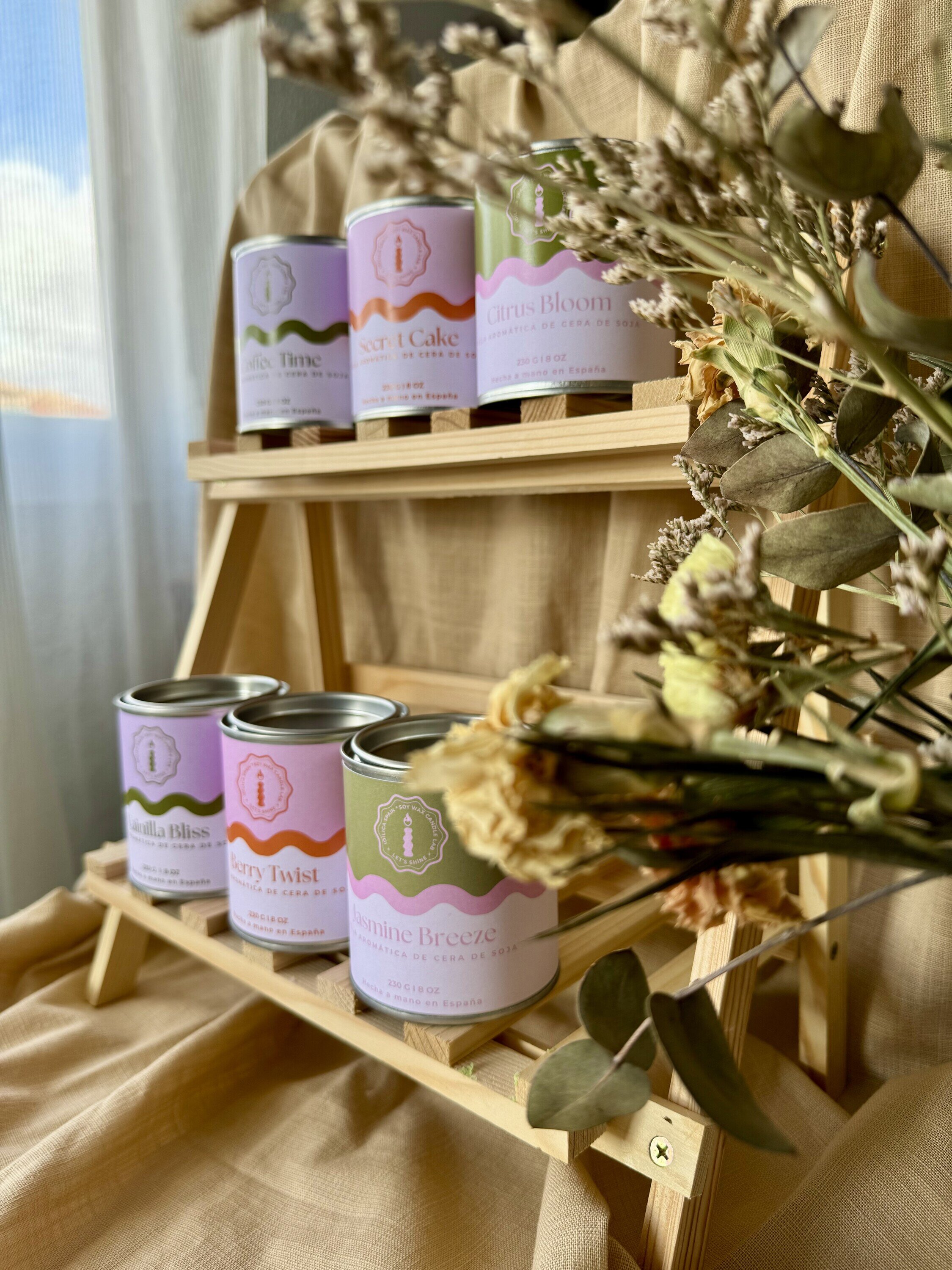 velas de soja en lata